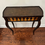 Pier1 Imports Wall Console Table Brown & Cream w/ Diamon Pattern