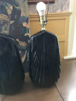 (2) Vintage scallop shell / drape art deco table lamps A98