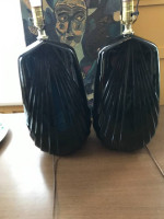 (2) Vintage scallop shell / drape art deco table lamps A98