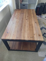 Solid wood and metal frame coffee table, 350lbs weight capacity