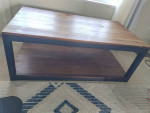 Solid wood and metal frame coffee table, 350lbs weight capacity