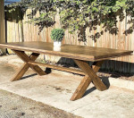 Custom Made Dining Table Solid Wood Modern Rustic Bench Set Oval Roun