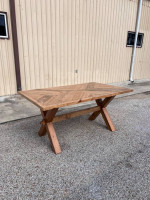 Custom Made Dining Table Solid Wood Modern Rustic Bench Set Oval Roun