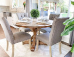Custom Made Dining Table Solid Wood Modern Rustic Bench Set Oval Roun