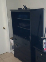 Table chair cabinet 55-in TV