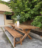 Custom Dining Table Solid Wood Set Modern Rustic Farmhouse Bench Chair