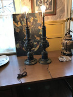 (2) Vintage Stiffel Acanthus leaf table lamps A172