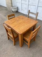 Beautiful Oak Kids Table with 4 Chairs