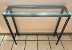 High Quality Bronzed Finish Metal Frame Console Table with Thick Glass Top
