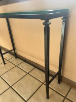 High Quality Bronzed Finish Metal Frame Console Table with Thick Glass Top