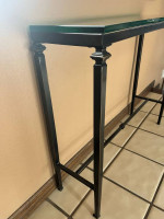High Quality Bronzed Finish Metal Frame Console Table with Thick Glass Top