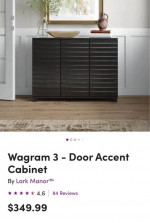 NEW - BLACK WOOD  CONSOLE  CABINET TABLE