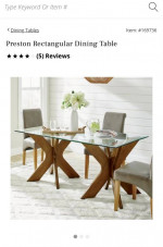 Dining table glass top/wood base