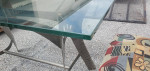 UNIQUE POLISHED STEEL TABLE AND CHAIR SET FOR TWO