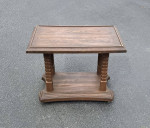 Vtg Mid Century Faux Wood 2 Tier Side End Bar Tea Cart Rolling Table