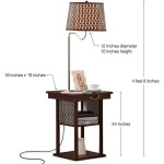 Brightech End Table 56 in Havana Brown w/ Built-In LED Lamp Brown Shad