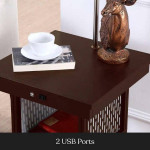 Brightech End Table 56 in Havana Brown w/ Built-In LED Lamp Brown Shad