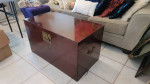MOVING SALE! VINTAGE MAHOGANY PALM LAQUERED STORAGE CHEST COFFEE TABLE