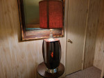 Vtg Mid Century Modern LAWRIN Bent Walnut Wood Acrylic Table Lamp