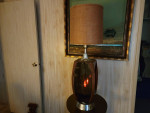 Vtg Mid Century Modern LAWRIN Bent Walnut Wood Acrylic Table Lamp