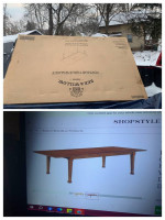 NEW -unopen box. bee and willow walnut table expandable.