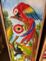 New Wood fold down dining table Exotic birds curio cabinet 6ft 3” H