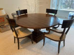 Rustic round dining room table and chairs