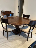Rustic round dining room table and chairs