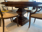 Rustic round dining room table and chairs