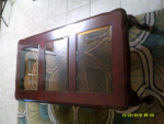 CHERRY WOOD AND BEVELED GLASS COFFE TABLE