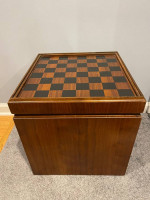 Mid Century Lane Walnut Game Cube Storage Stool Coffee Table Ottoman