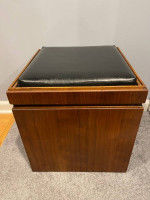 Mid Century Lane Walnut Game Cube Storage Stool Coffee Table Ottoman