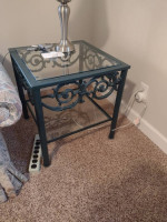Wrought iron glass top Ethan Allen side table table