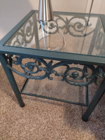 Wrought iron glass top Ethan Allen side table table