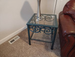 Wrought iron glass top Ethan Allen side table table