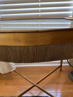 Marge Carson Gold Metal Glass Side End Accent Table