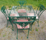 Wrought Iron Dining Set Woodard Rose Table with 4 Chairs Porch Bistro