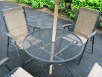 Patio Set: Umbrella, Chairs, Table