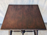 Antique Victorian Barley Twist Parlor Table, Solid Wood, Ball Feet