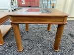 Vintage Made in Taiwan Smoked Beveled Glass Square Inlay Coffee Table Set