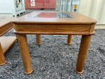 Vintage Made in Taiwan Smoked Beveled Glass Square Inlay Coffee Table Set