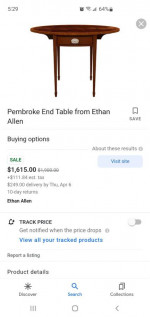 Ethan Allen mahogany drop leaf side end table