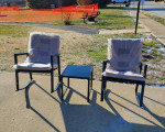 Patio Set w/ "Rocking" Chairs (2), Table & Cushions