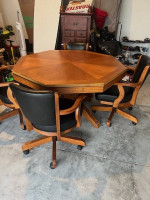 Poker Table with 4 Leather Chairs