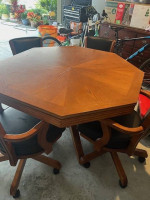 Poker Table with 4 Leather Chairs