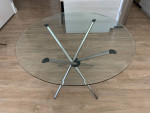 Modern Dining Table with 4 genuine leather armchairs