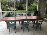 Farmhouse table with hand painted vintage chairs