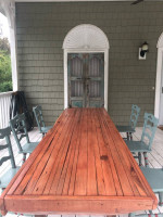 Farmhouse table with hand painted vintage chairs