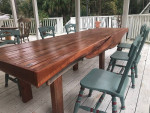 Farmhouse table with hand painted vintage chairs