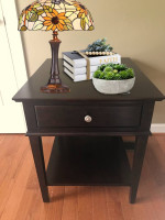 Dark Brown Side Table or End Table or Nightstand with shelf